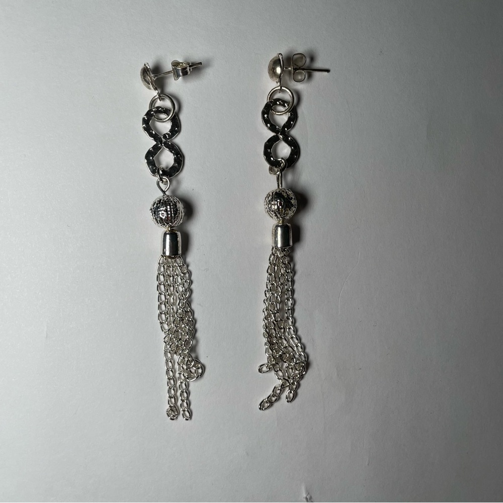 Silver Tassel Chain Earrings